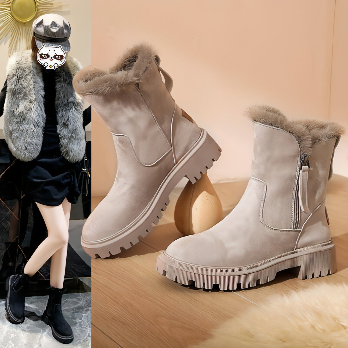 Trade Cotton-padded Shoes Fur Snow Boots Fleece-lined Casual Martin