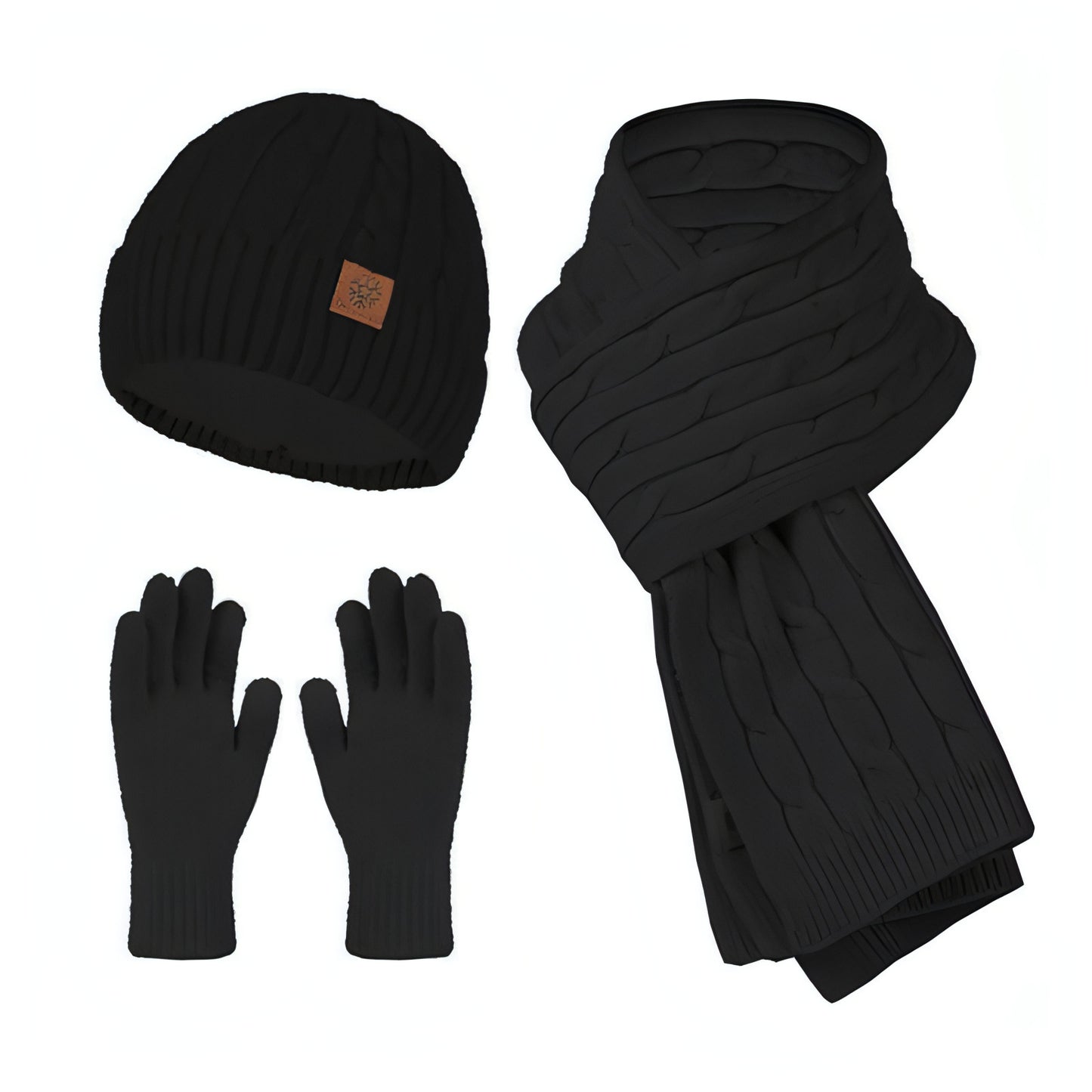 Conjunto de tres piezas de guantes y gorro