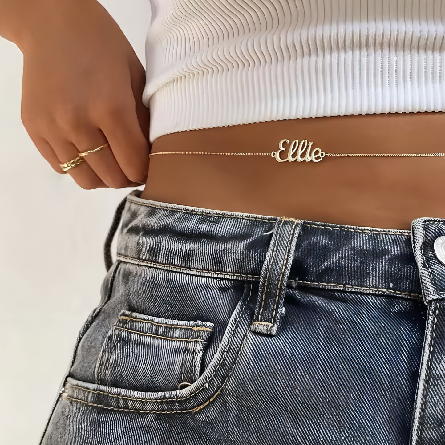 Personalized Name Waist Chain – Custom Stainless Steel Letter Belly Chain