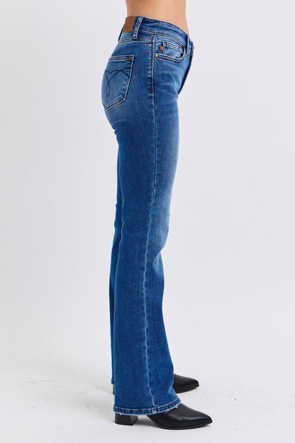 Judy Blue Tam Boy Run Orta Bel Bootcut Jeans, Termal Astarlı