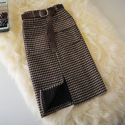 Women's Fashion Mid-length Woolen Skirt