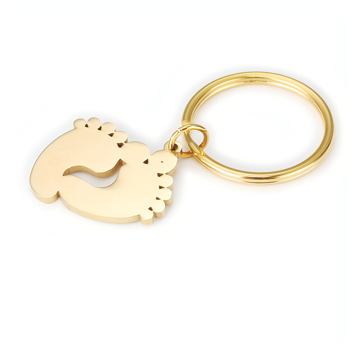 Two-Tone Stainless Steel Footprint Keychain – A Symbol of Love & Connection