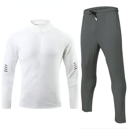 Sports Fitness Men's Long Sleeve Top Zip-up Shirt Trousers Two-piece Suit