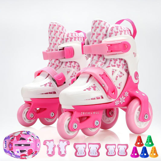 Conjunto completo de patins infantis de linha dupla ajustável