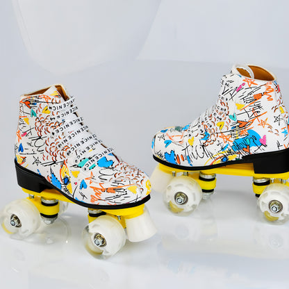 Double Row Skates New Flash Wheel Wear-resistant Four-wheel Roller Skates