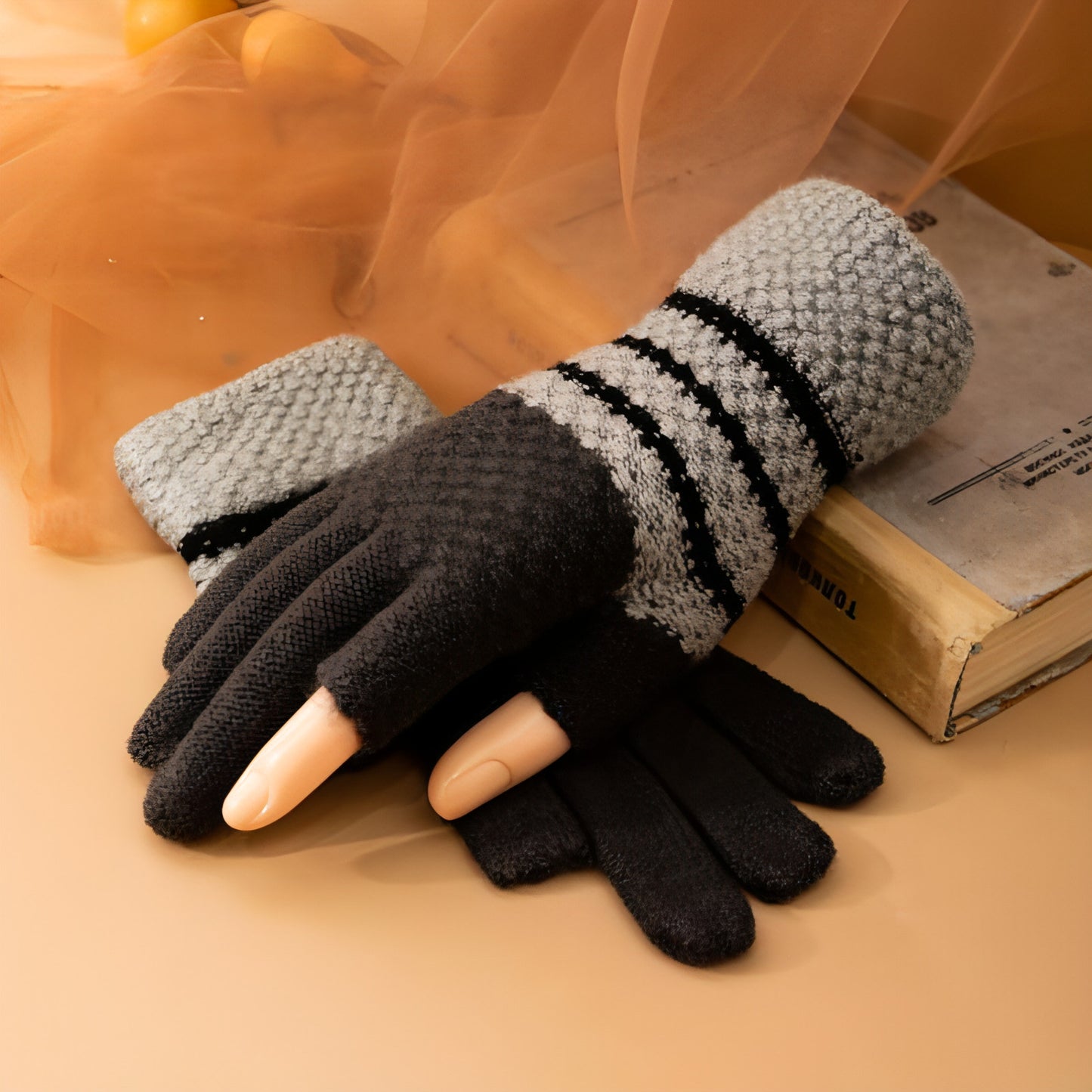 Fleece-lined Knitting Wool Cold-proof Gloves