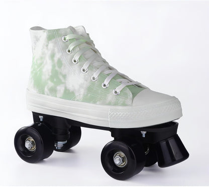 Camouflage Canvas Skates Double Row Four-wheeled Adult