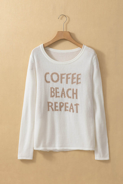 Weißer Pullover mit COFFEE BEACH REPEAT-Grafik