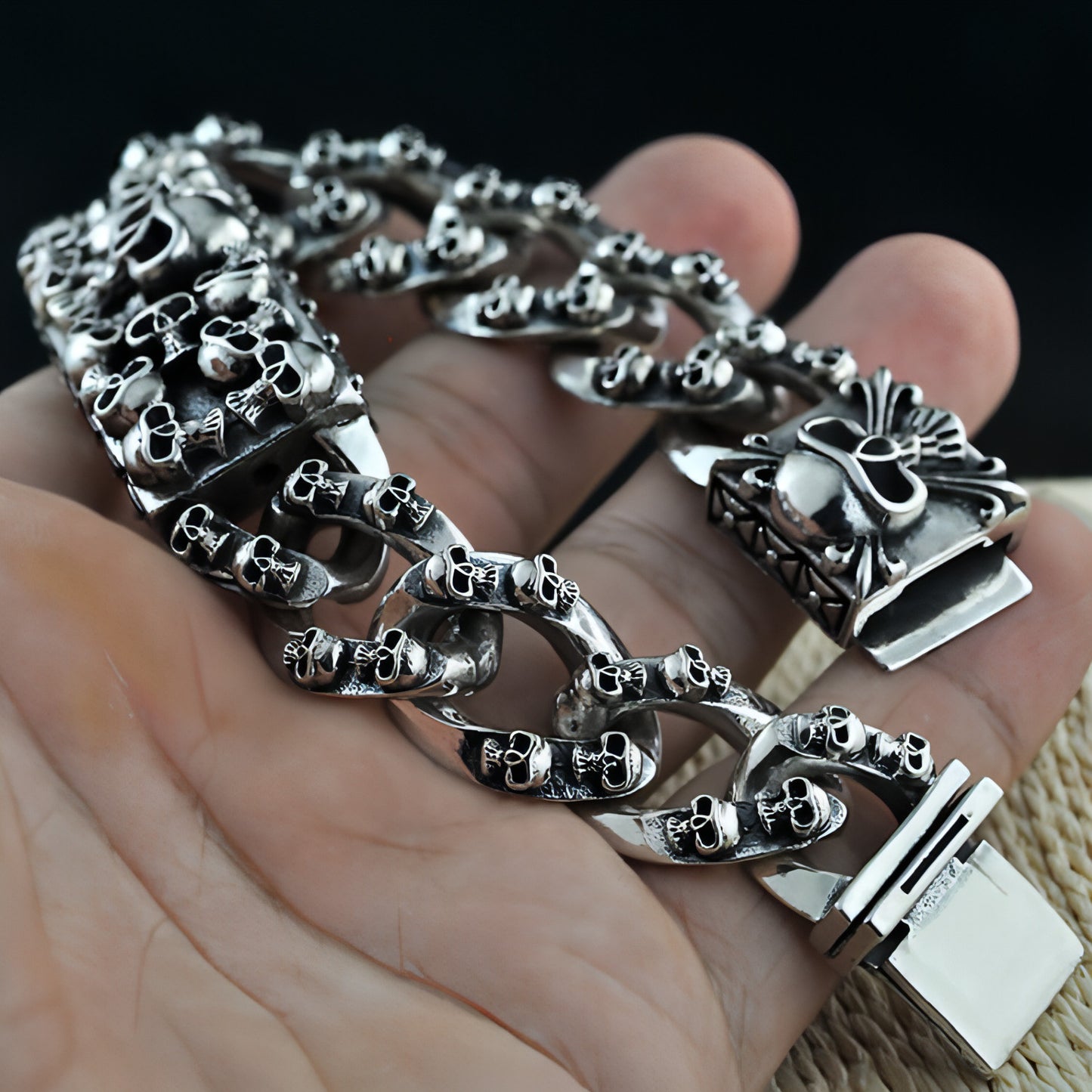 Retro Punk Fashion Men's Silver Hip-hop Bracelet