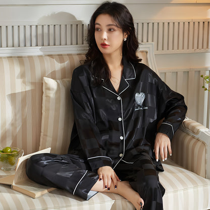 Women's Long-sleeved Ice Silk Thin Homewear Pajamas