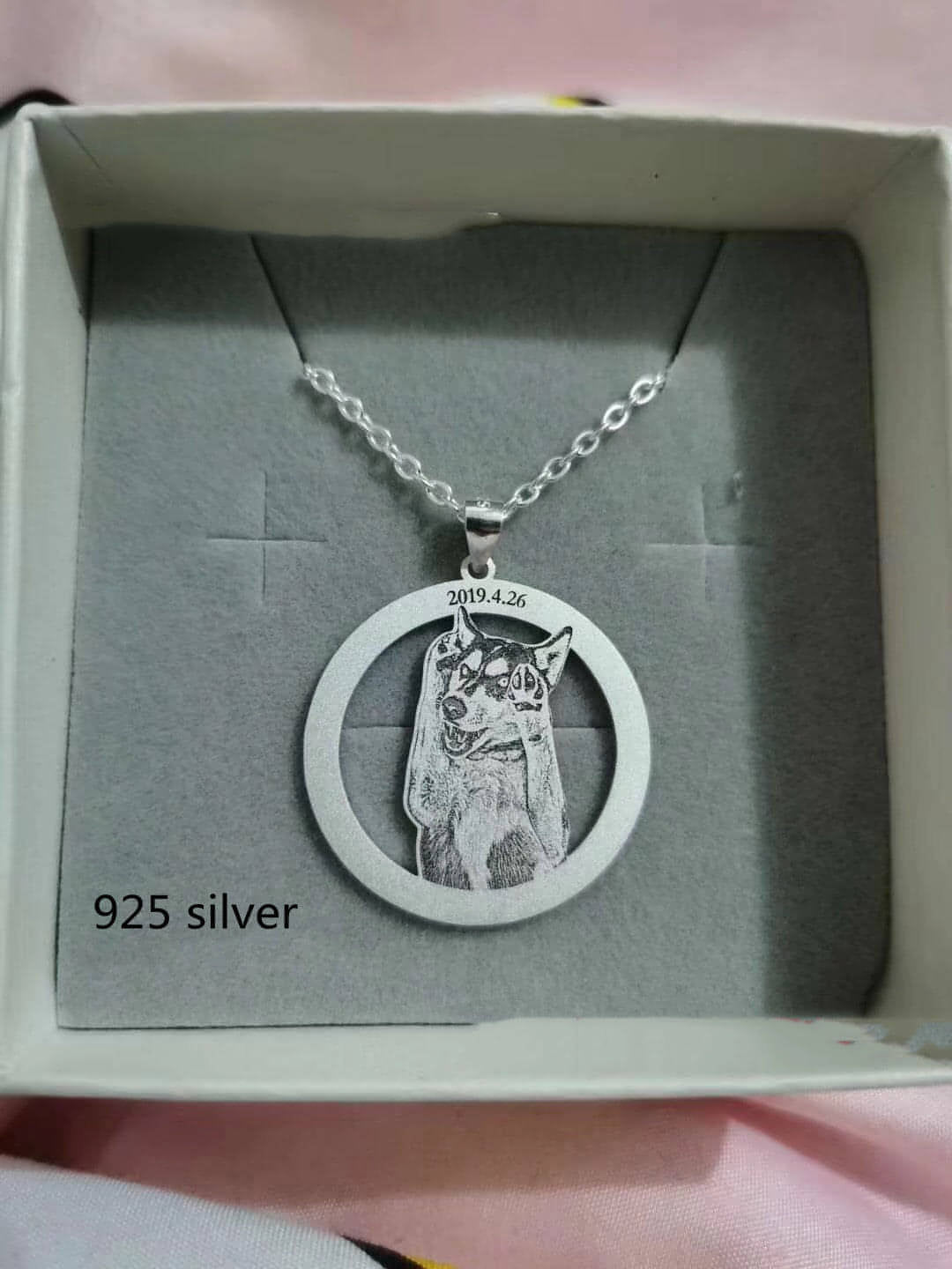 Silver Set Cat And Dog Photo Pet Necklace Name Titanium Steel