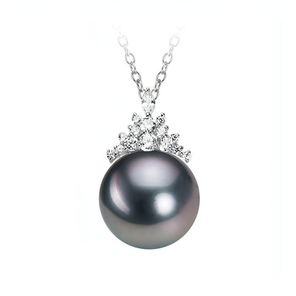 Black Pearl 18K Gold Pendant S925 Silver Necklace Female