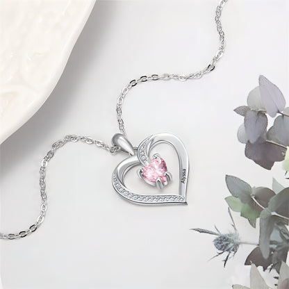 Ladies Elegant Heart Zircon Love Pendant Necklace