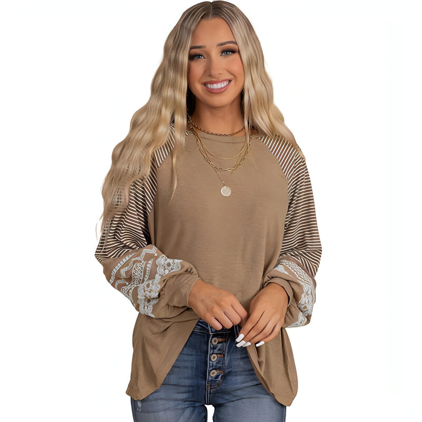 Sweater Round Neck Long Sleeves Top For Women