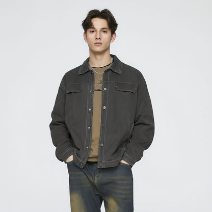 Men's Faux Denim Washed Cotton Coat