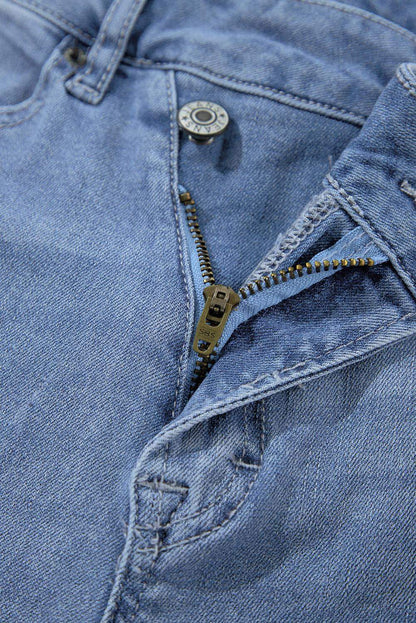 Dämmerung Blau Hochhoch asymmetrischer Knopf Zip Fliege zerrissene Jeans