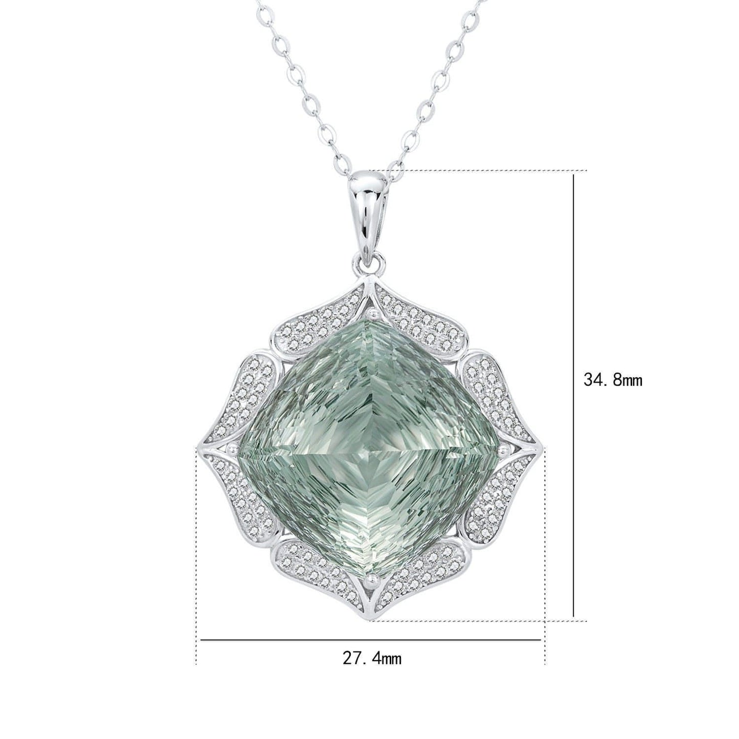 European And American Entry Lux Sweater S925 Silver Inlay Large Natural Green Crystal Pendant