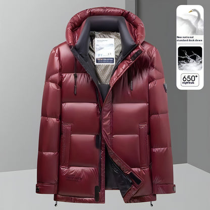 New Winter Down Jacket Men's Duck Down Cold-proof Black Gold Graphene Disposable Hooded Jacket