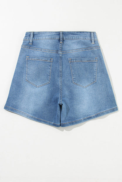 Short en jean bleu orné de strass Ashleigh