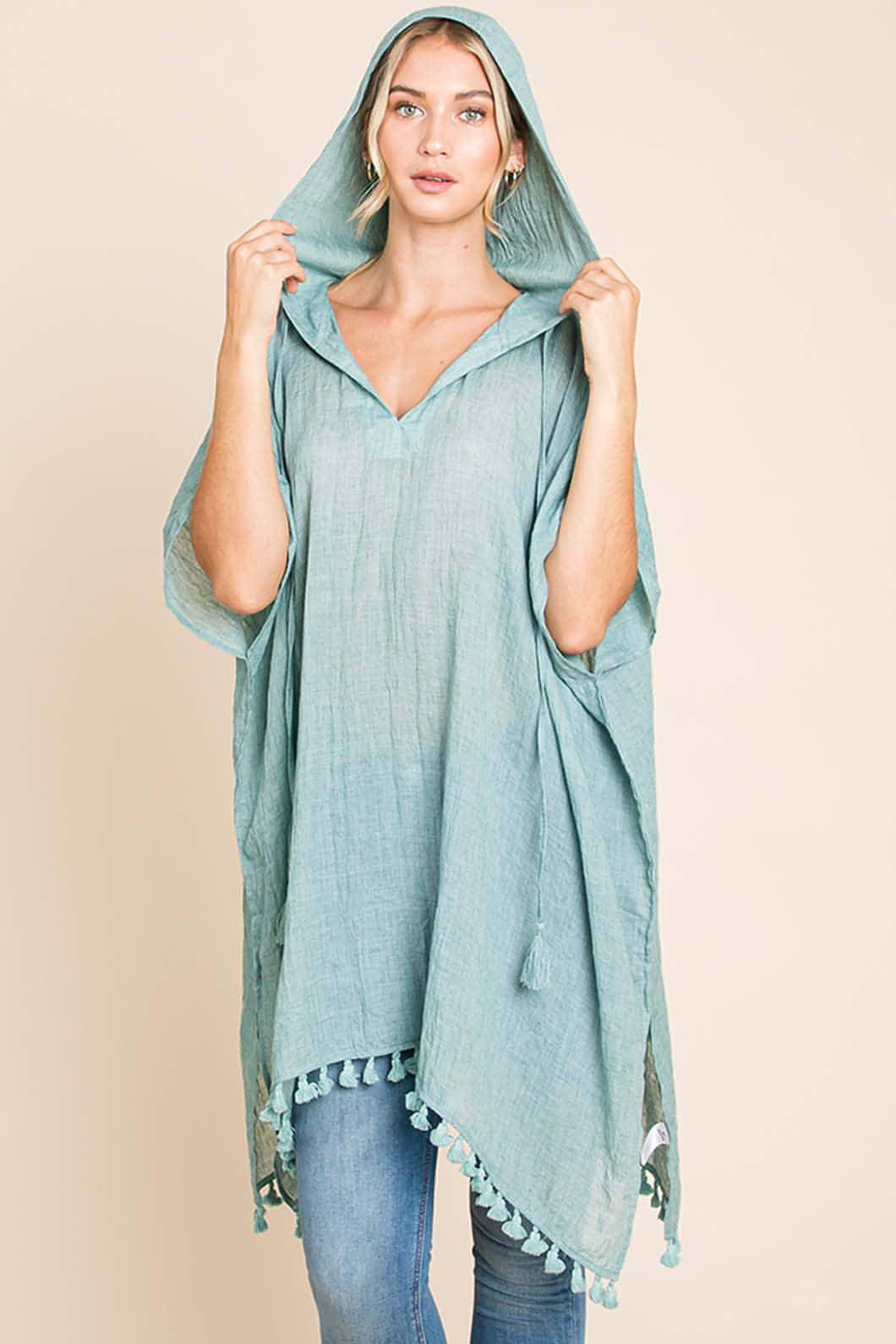 Cotton Bleu z Nu Label Tassel Hem s kapuco navzgor