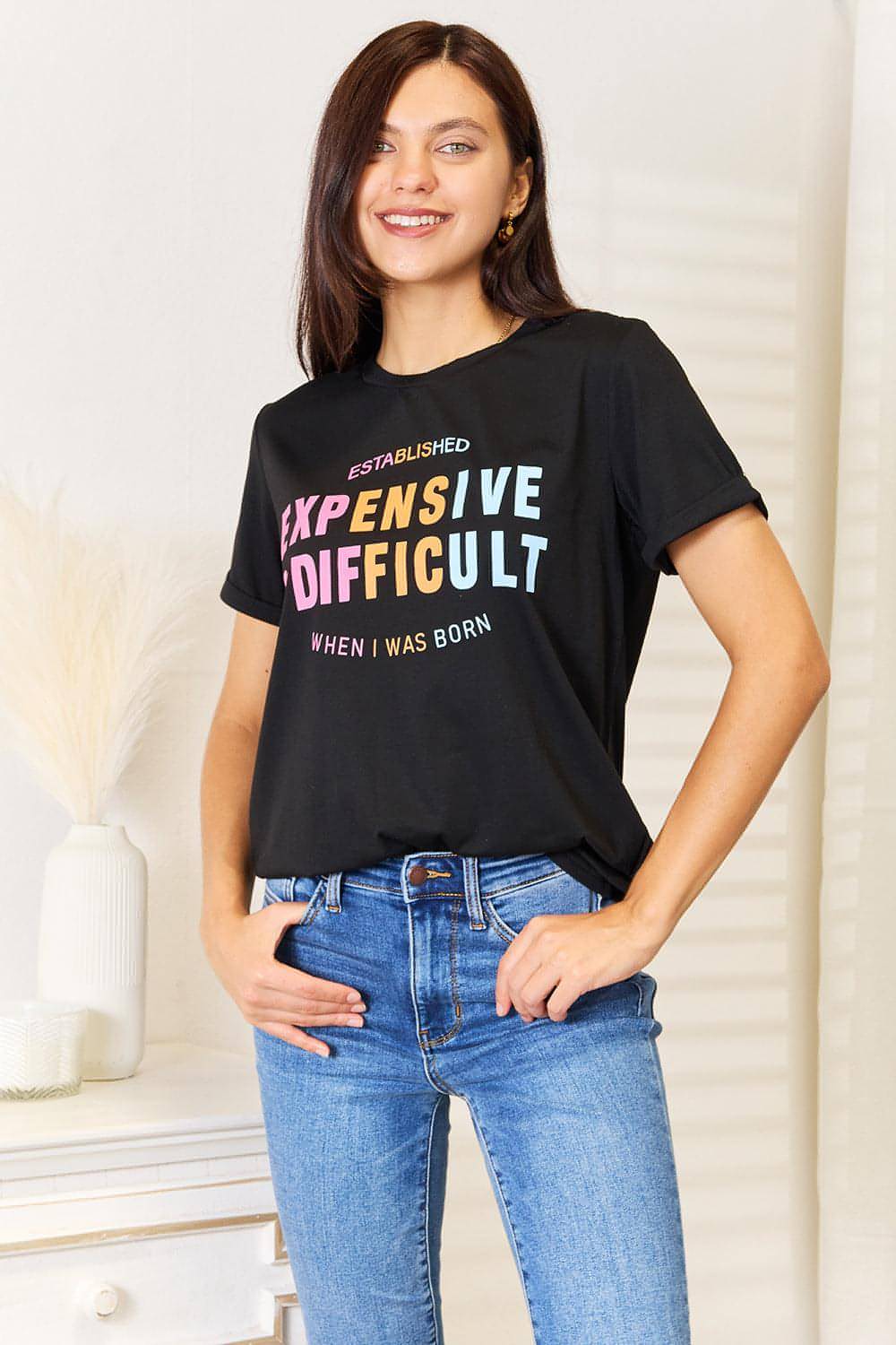 T-Shirt mit „Simply Love“-Slogan und Ärmelbündchen