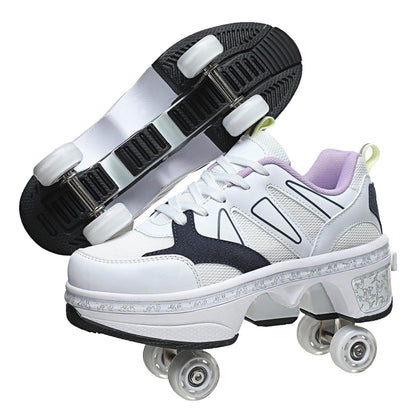 Dual-purpose Skating Skates Deformation Double Row Boom Roller Skates