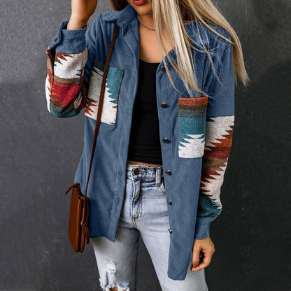 Women's Corduroy Casual Cardigan Coat Jacket