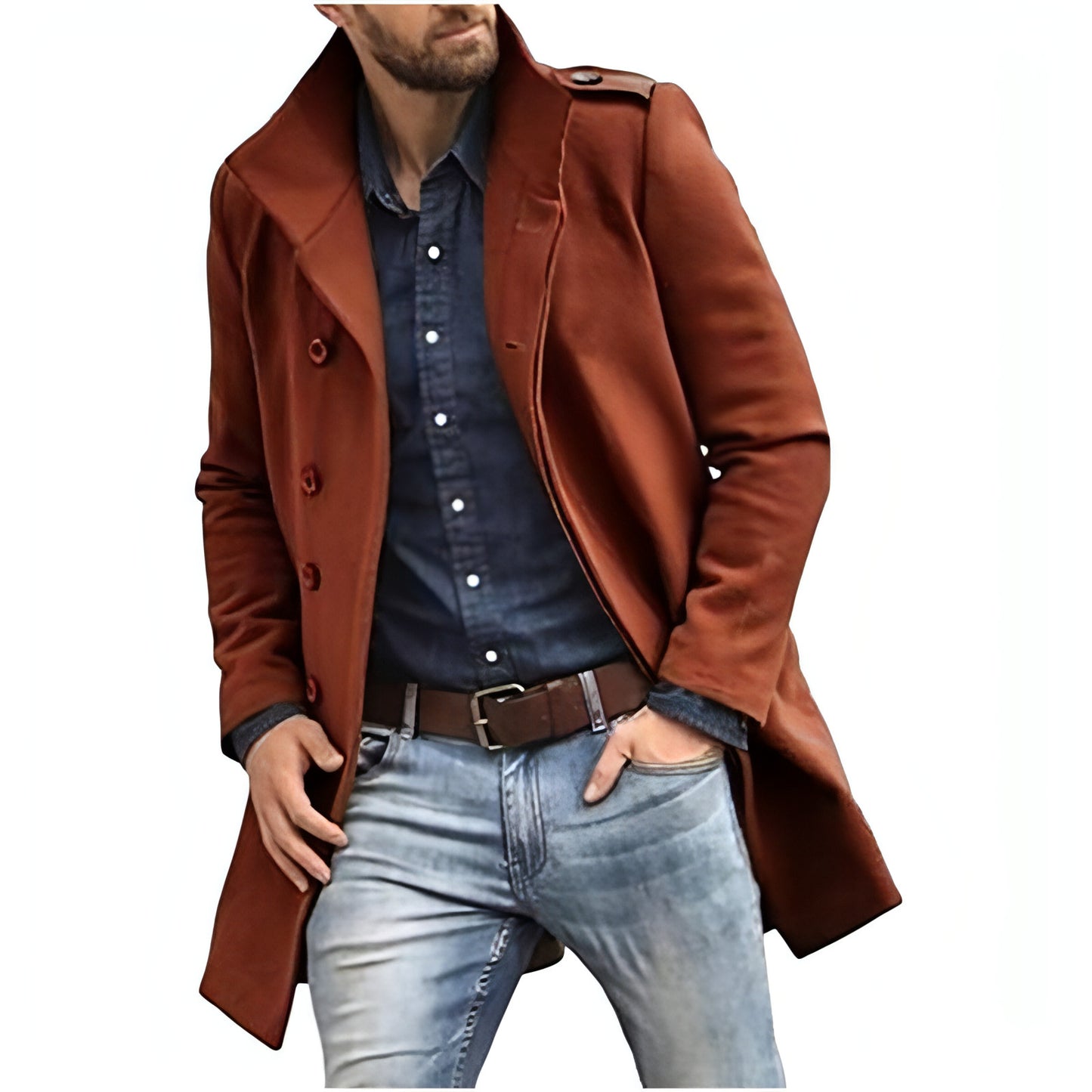 European Style Woolen Men's Coat Autumn And Winter New Thickened Trench Coat