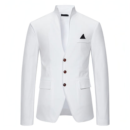 Men's Color Stitching Stand-collar Casual Slim Fit Suit