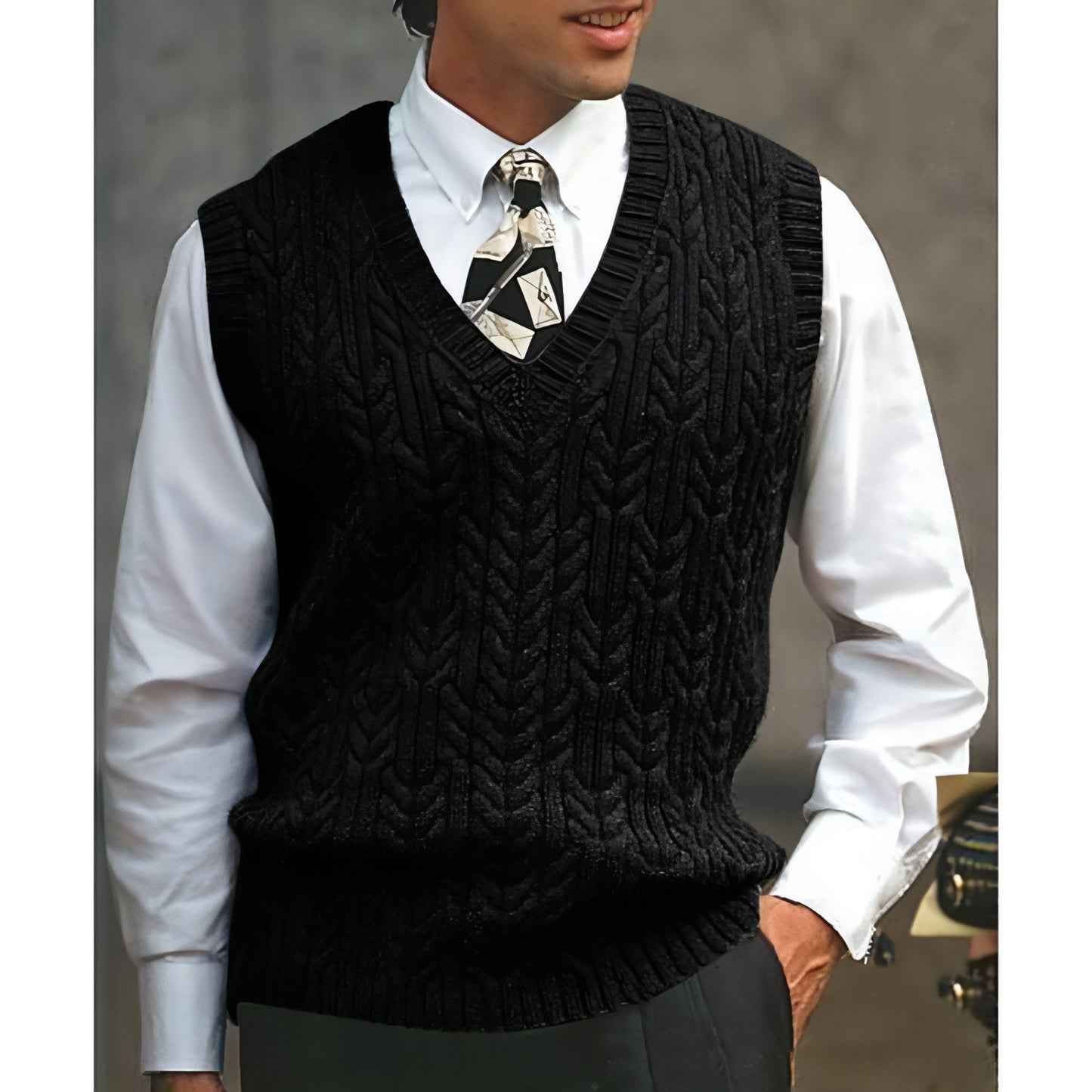 Knitted Vest V-neck Sweater Solid Color Casual