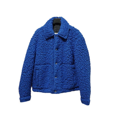 Herren Klein Blau Lockere Version Fleecejacke aus Lammwolle-Imitat