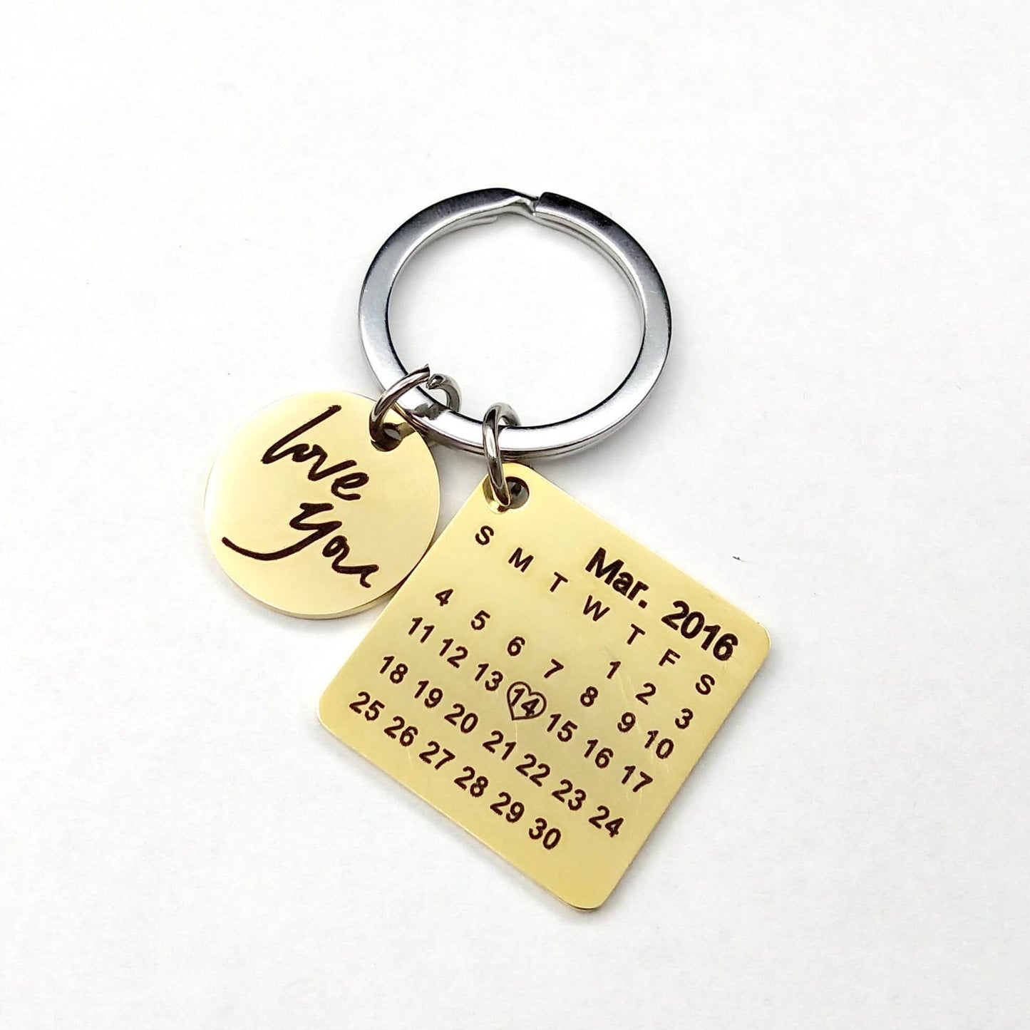 Custom DIY Personalized Calendar Keychain – Stainless Steel Engraved Date Pendant