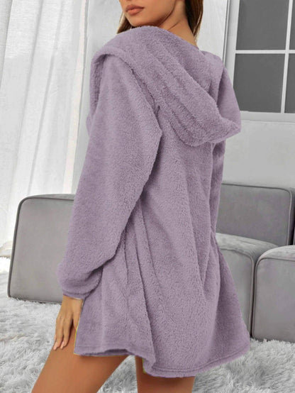 Suits 3pcs Winter Solid Color Double-sided Plush Warm Thickened Hooded Set Pajama