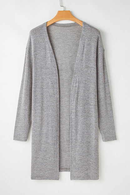 High Rise Solid Color Open Front Lightweight Cardigan