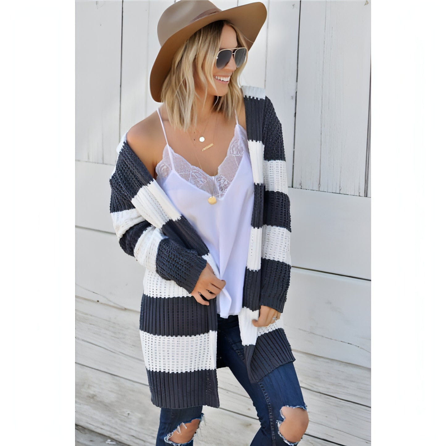 Mid-color Hooded Mid-length Cardigan Jacket Women Sweater