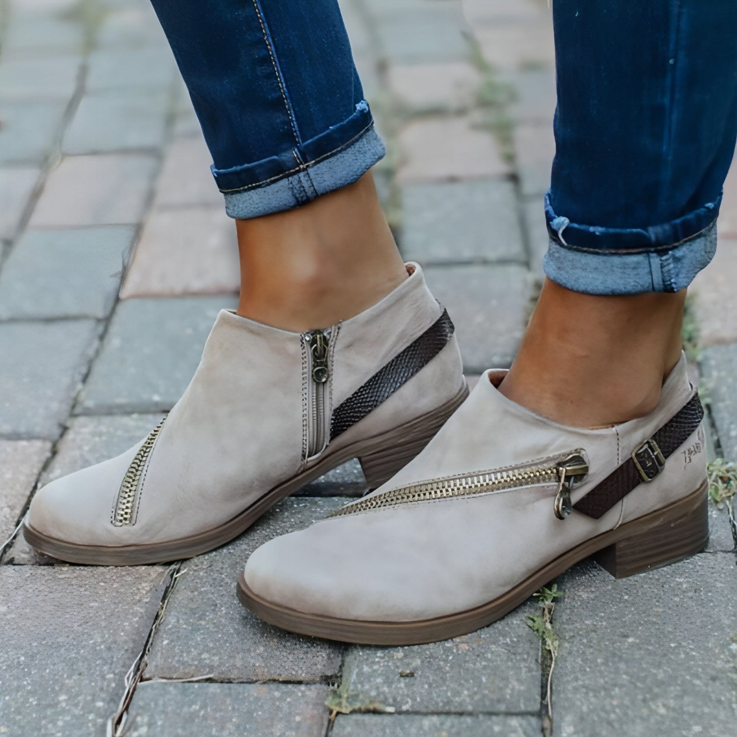 Business-Stiefel mit seitlichem Reißverschlussgürtel Damenschuhe