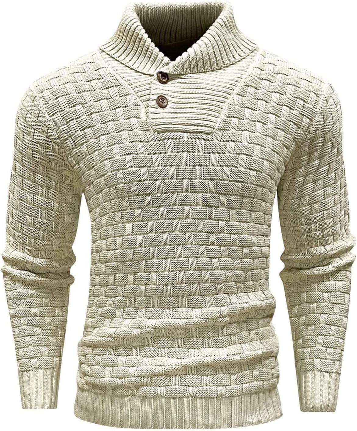 Chic Buttoned Slim Turtleneck Sweater for Men