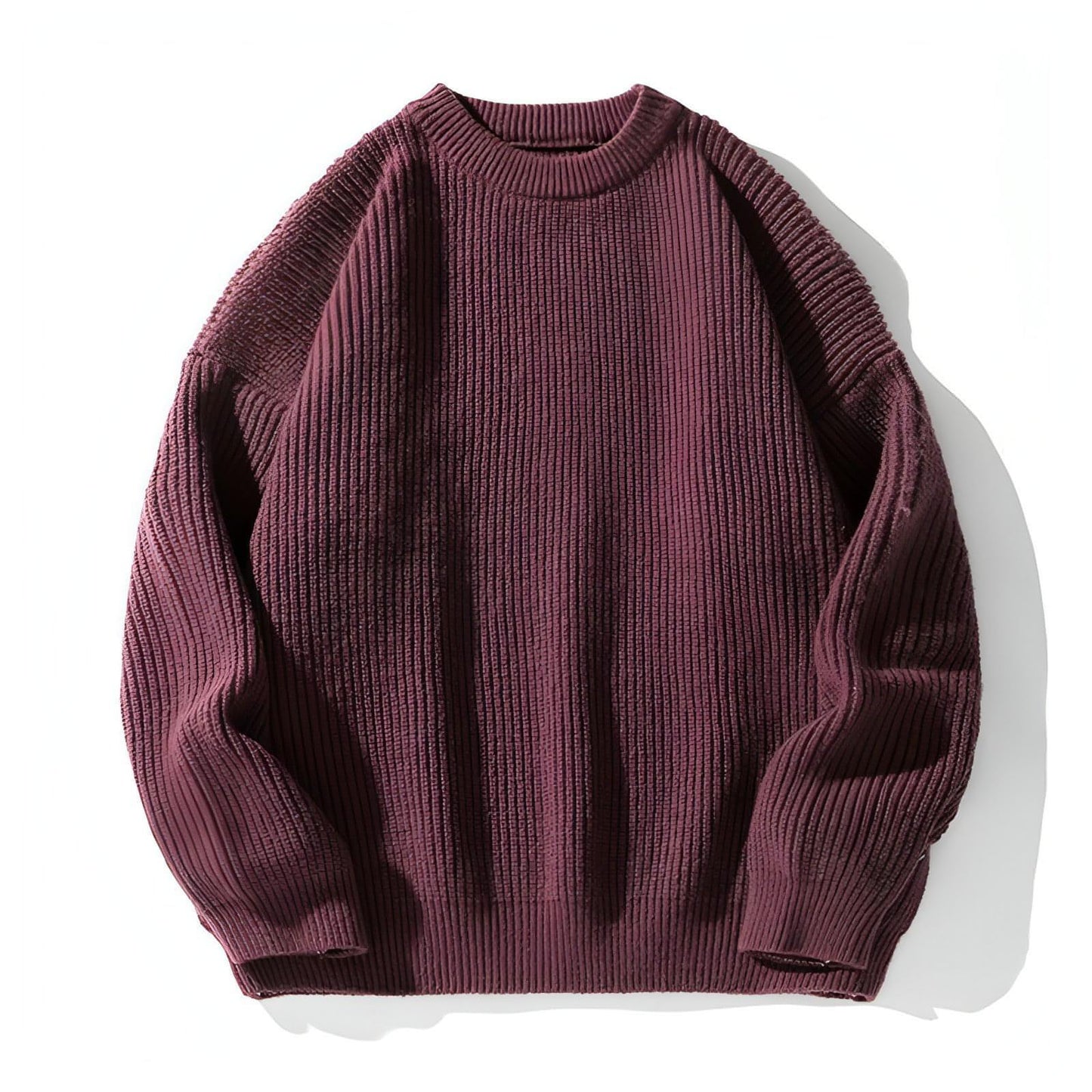 Thick Needle Sunken Stripe Texture Sweater Men's Autumn And Winter Solid Color Coat