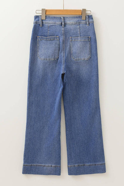 Ashleigh Blue Mineral Wash High Taille Bell Bottom Crop Jeans