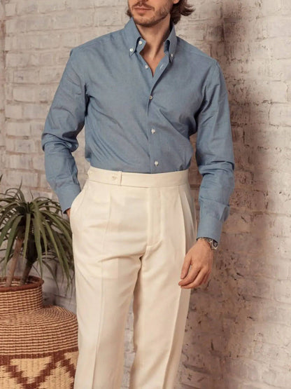 Men's Solid Color Button Pants