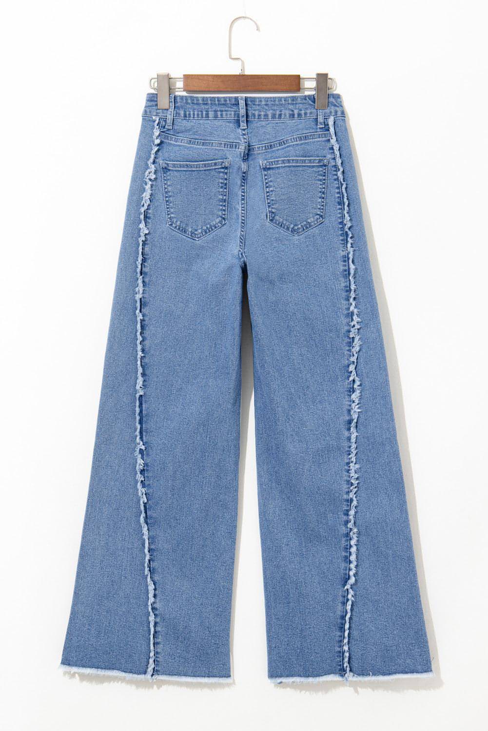 Beau Blue Vintage-Jeans mit offenem Saum und ausgestelltem Saum