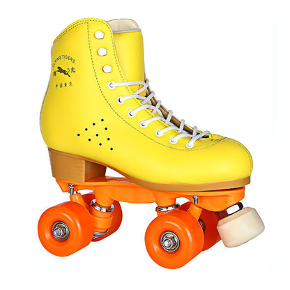 Black Roller Skates Four-wheel With Adjustable Brake PU Wheels