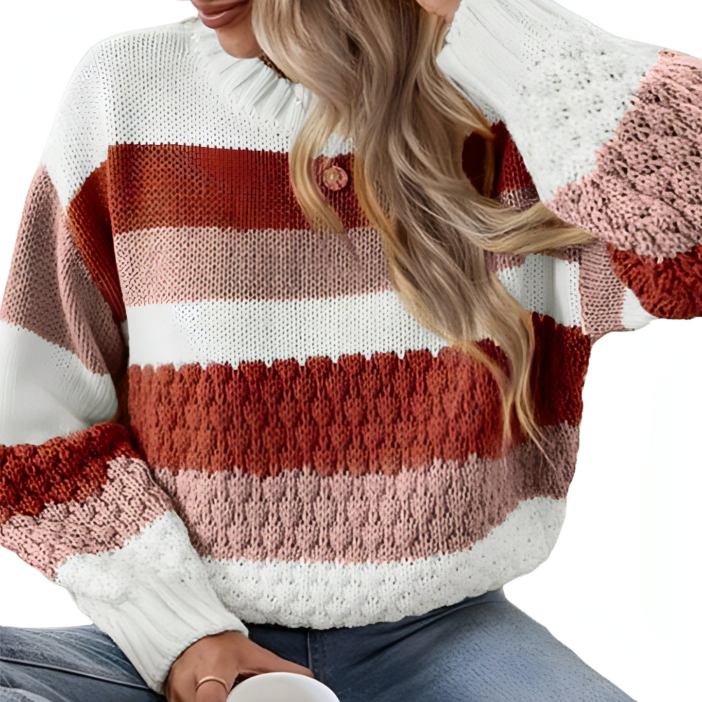 A1. Striped Texture Sweater Women's Autumn