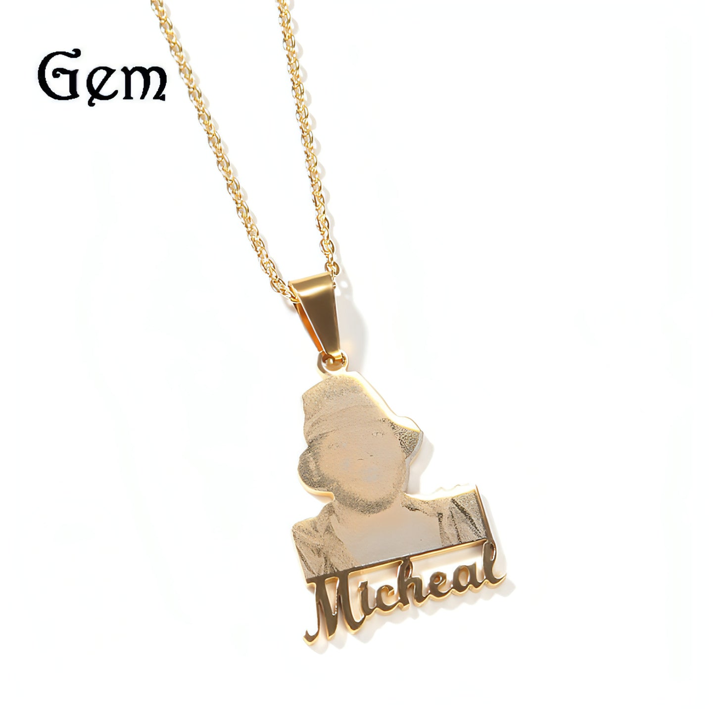 Photo Letter Stainless Steel Necklace Pendant