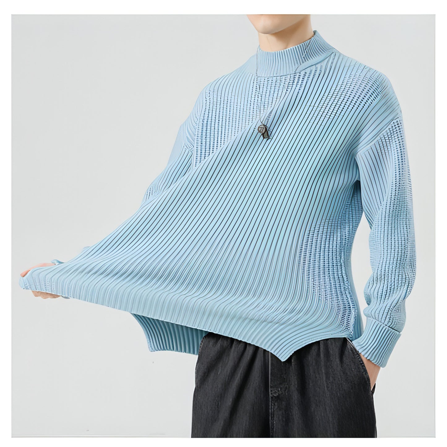 Half High Necked Sweater For Men's Casual Knitwear Outerwear