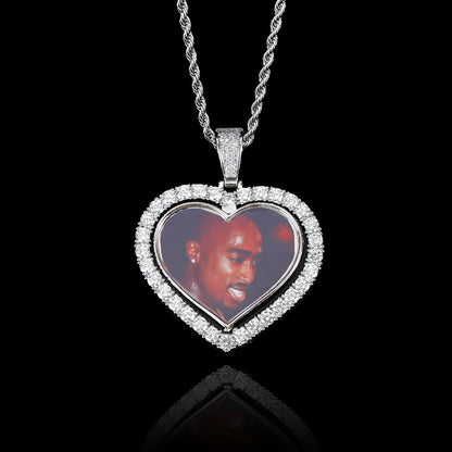 Rotating Double-sided Love Photo Pendant Necklace