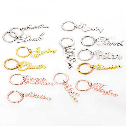 Personalized Stainless Steel Name Keychain – Custom Letter Pendant Gift