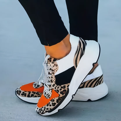 Female Leopard Print Color Matching Casual Sneaker Shoe