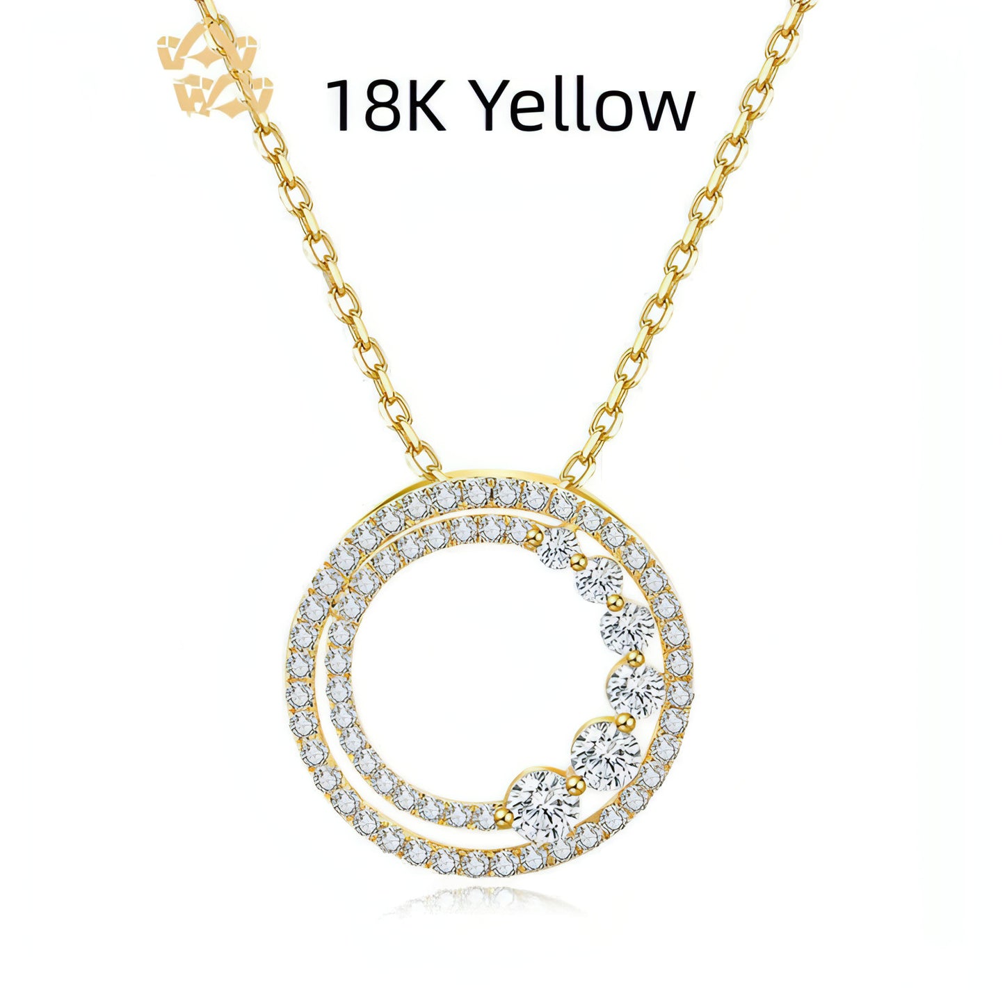 18K Gold Rose Gold Diamond Necklace Round