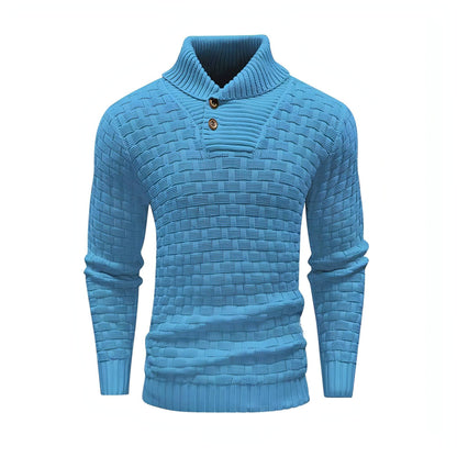 Chic Buttoned Slim Turtleneck Sweater for Men